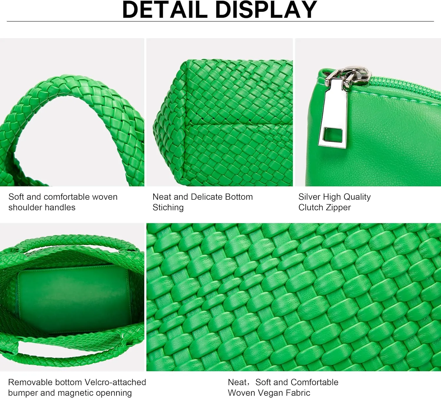 Woven Bag for Women, Vegan Leather Tote Bag Large Summer Beach Travel Handbag and Purse Retro Handmade Shoulder Bag