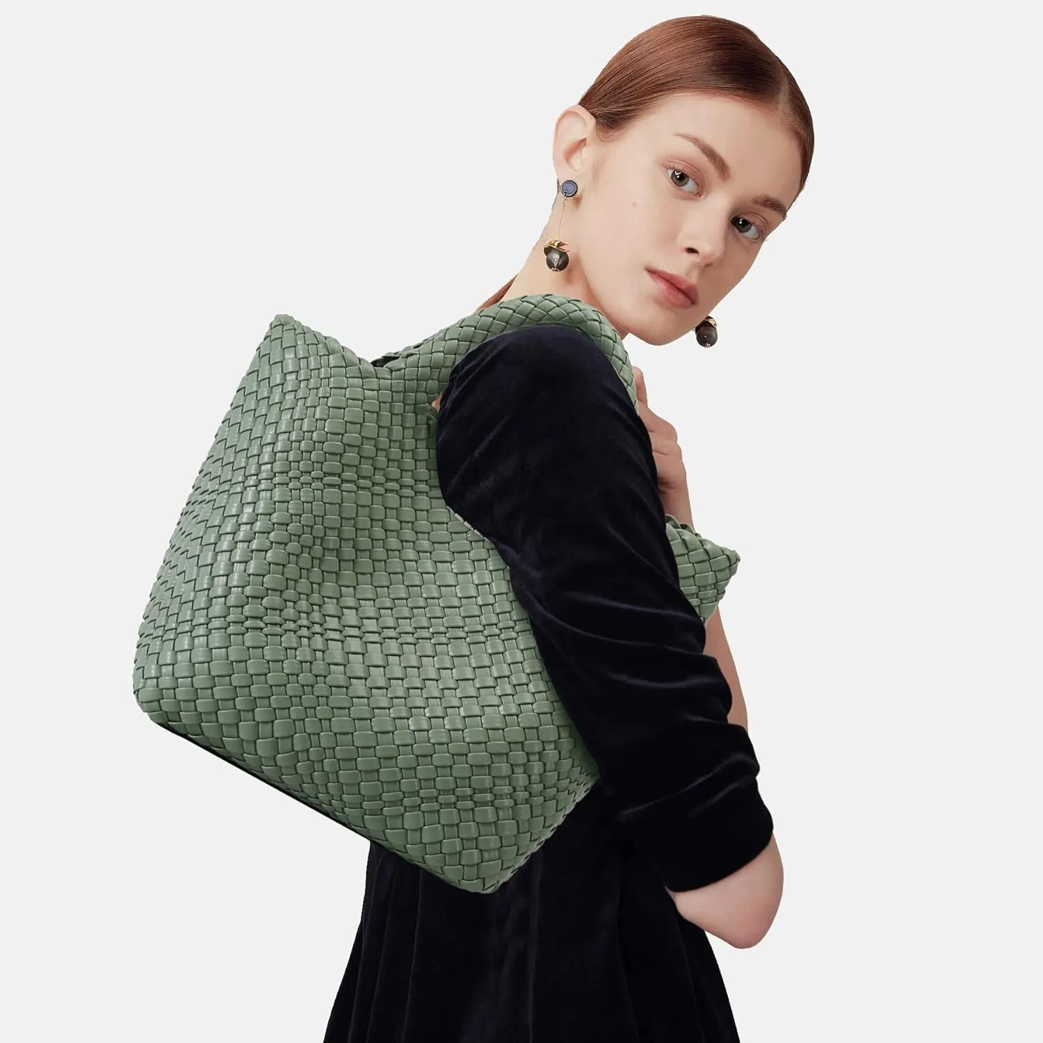 Woven Bag for Women, Vegan Leather Tote Bag Large Summer Beach Travel Handbag and Purse Retro Handmade Shoulder Bag