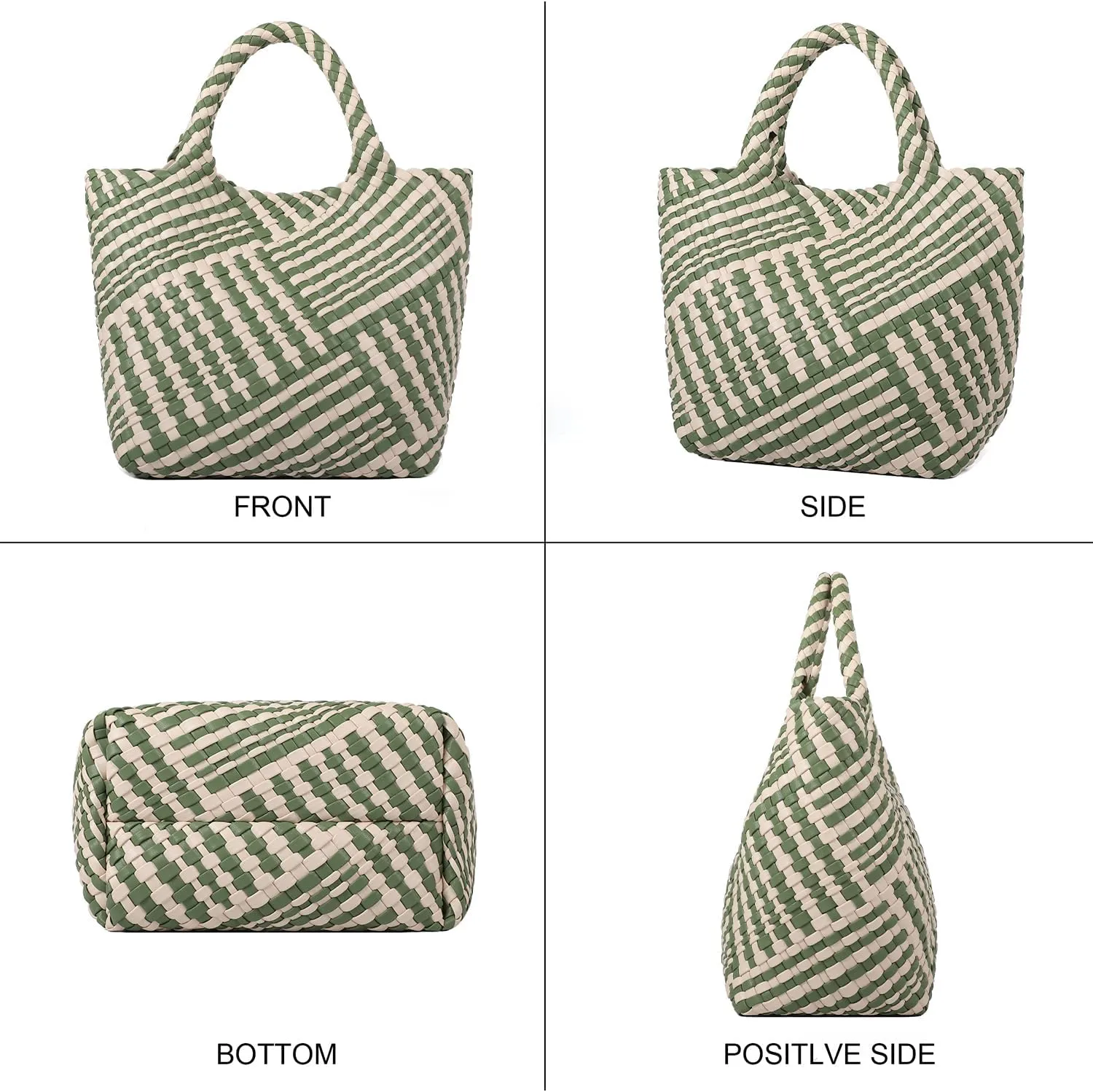 Woven Bag for Women, Vegan Leather Tote Bag Large Summer Beach Travel Handbag and Purse Retro Handmade Shoulder Bag