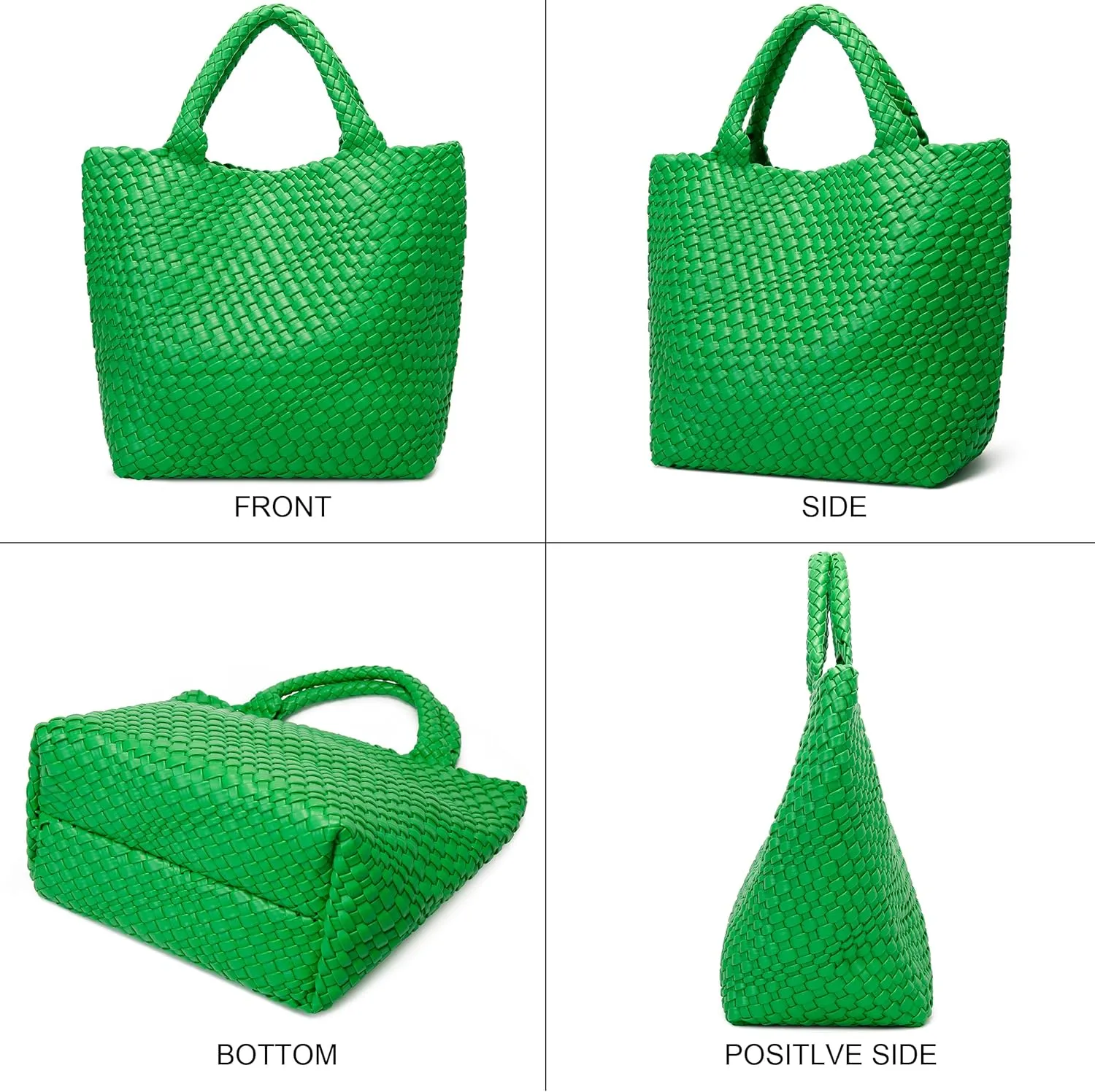 Woven Bag for Women, Vegan Leather Tote Bag Large Summer Beach Travel Handbag and Purse Retro Handmade Shoulder Bag