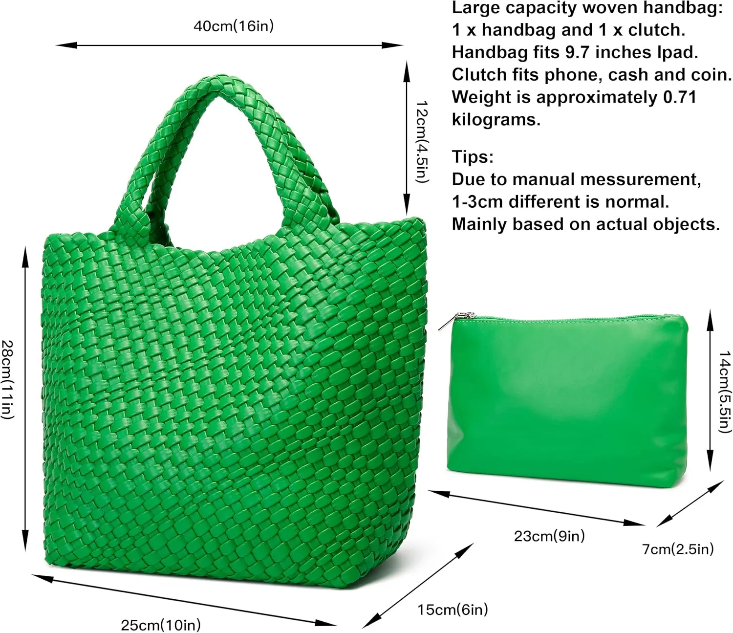 Woven Bag for Women, Vegan Leather Tote Bag Large Summer Beach Travel Handbag and Purse Retro Handmade Shoulder Bag