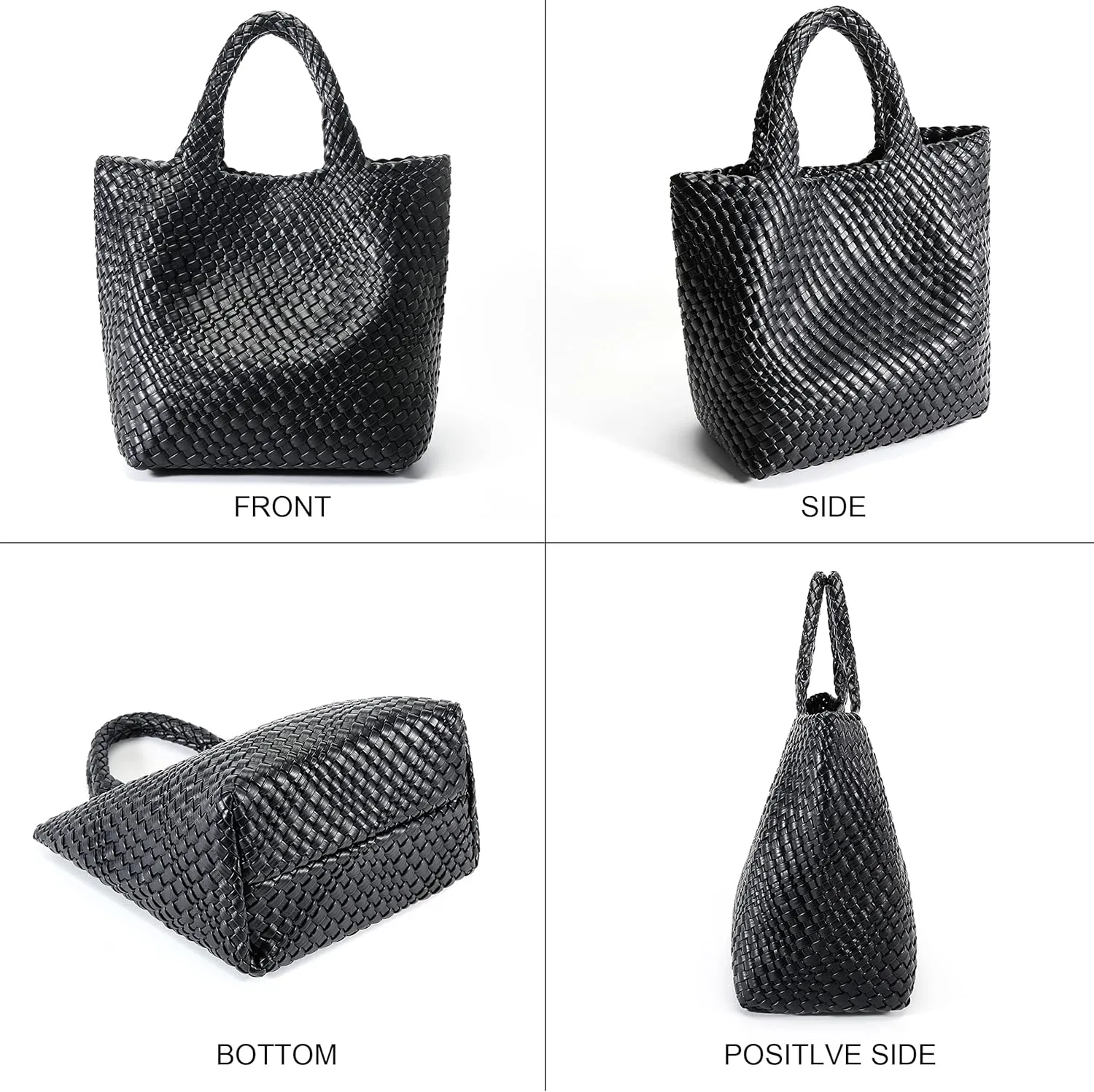 Woven Bag for Women, Vegan Leather Tote Bag Large Summer Beach Travel Handbag and Purse Retro Handmade Shoulder Bag