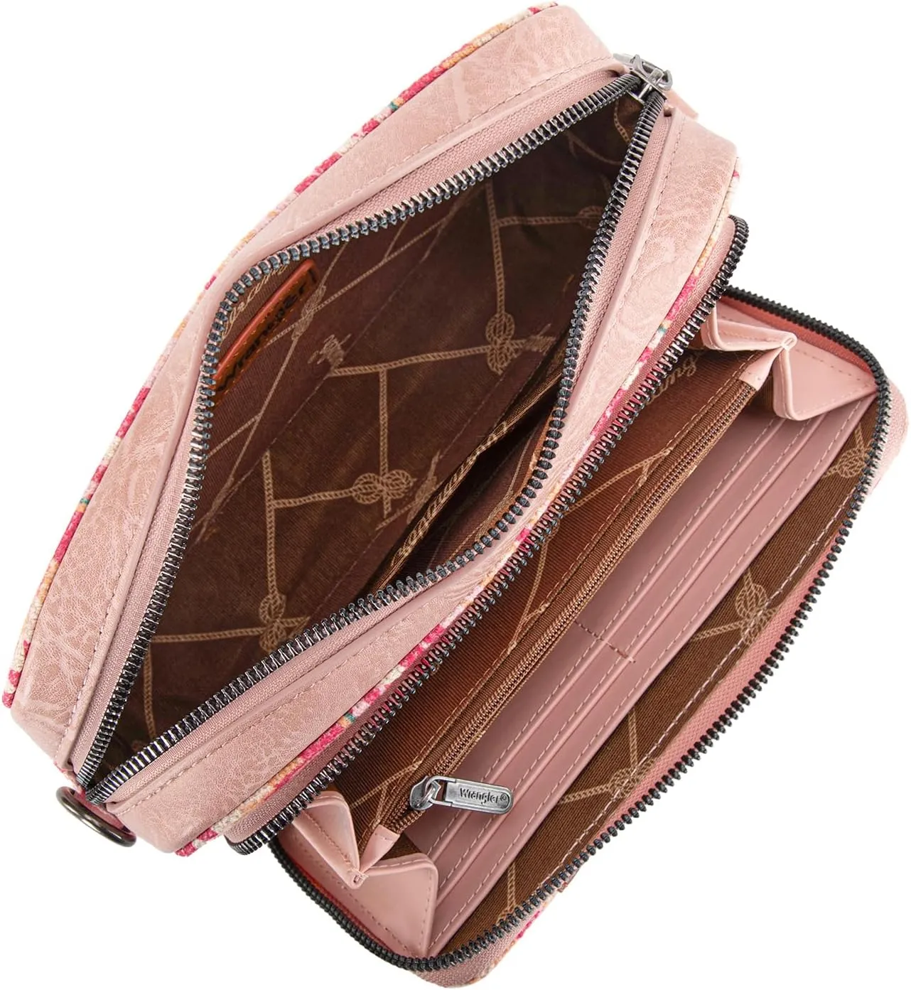 Wrangler Crossbody Bag for Women Boho Aztec Small Multi Pocket Crossover Purse