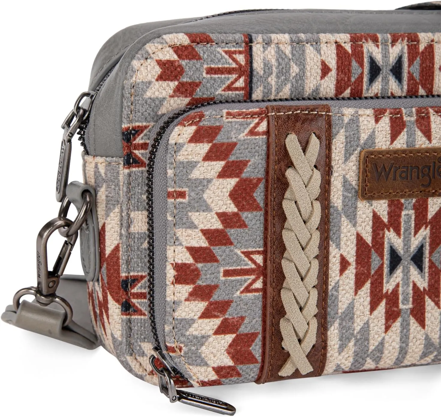 Wrangler Crossbody Bag for Women Boho Aztec Small Multi Pocket Crossover Purse