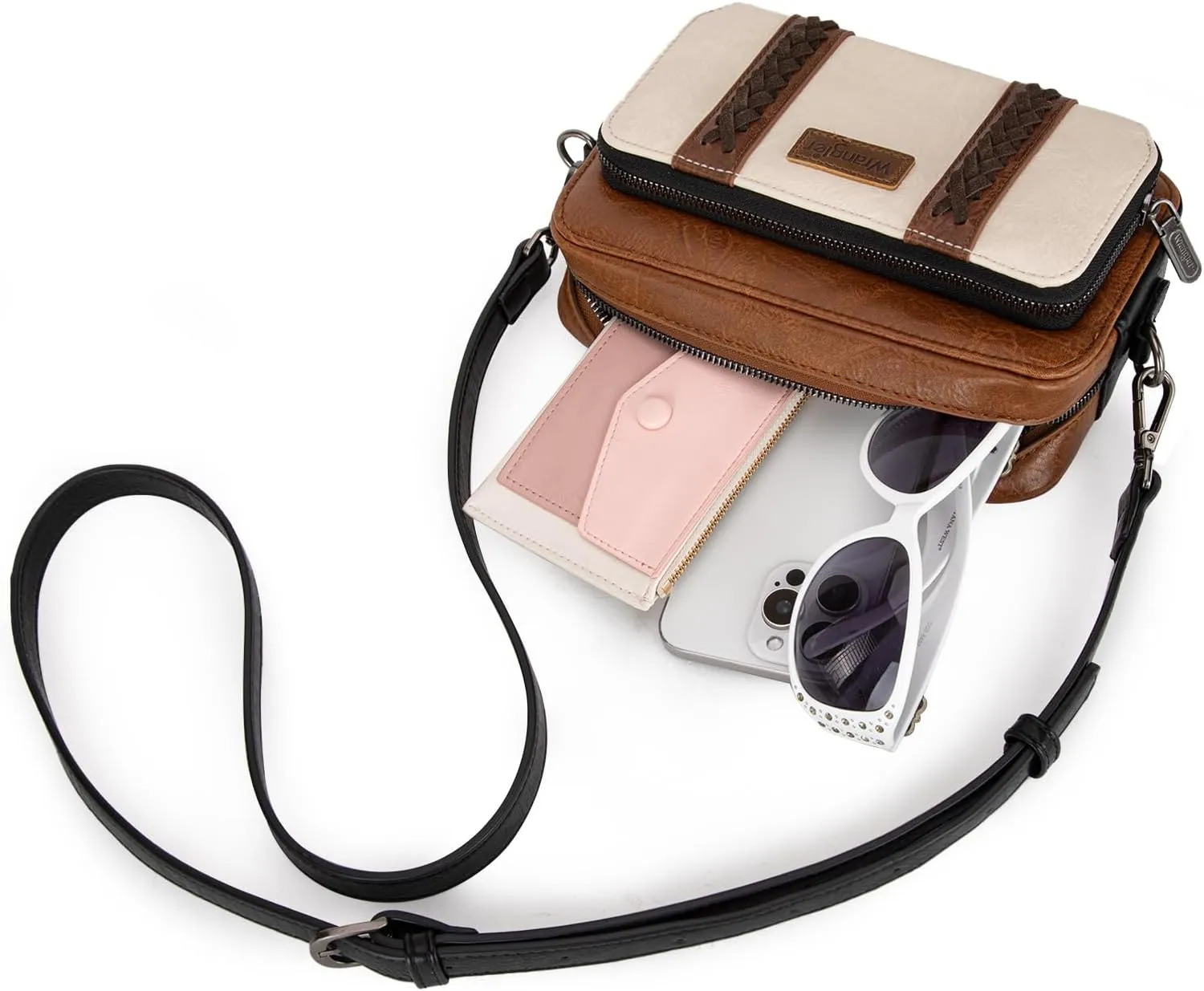 Wrangler Crossbody Bag for Women Shoulder Purse Small Multi Pocket Crossover Bag with Adjustable Strap