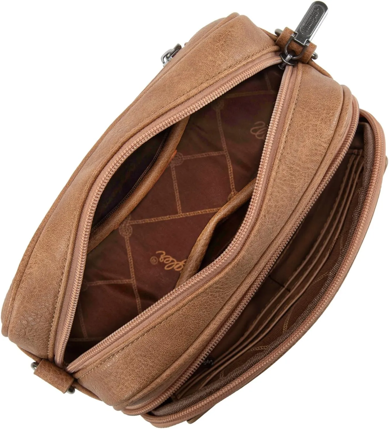 Wrangler Crossbody Bag for Women Vegan Leather Vintage Multi Pocket Crossover Bag Shoulder Pursea with Adjustable Strap