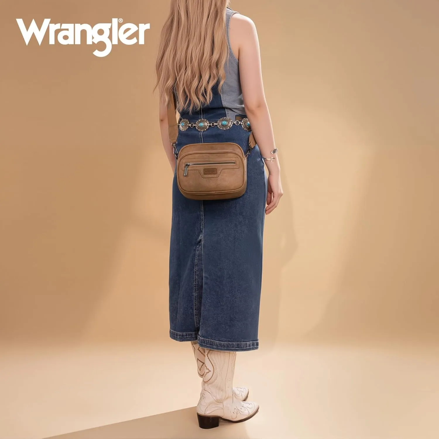 Wrangler Crossbody Bag for Women Vegan Leather Vintage Multi Pocket Crossover Bag Shoulder Pursea with Adjustable Strap