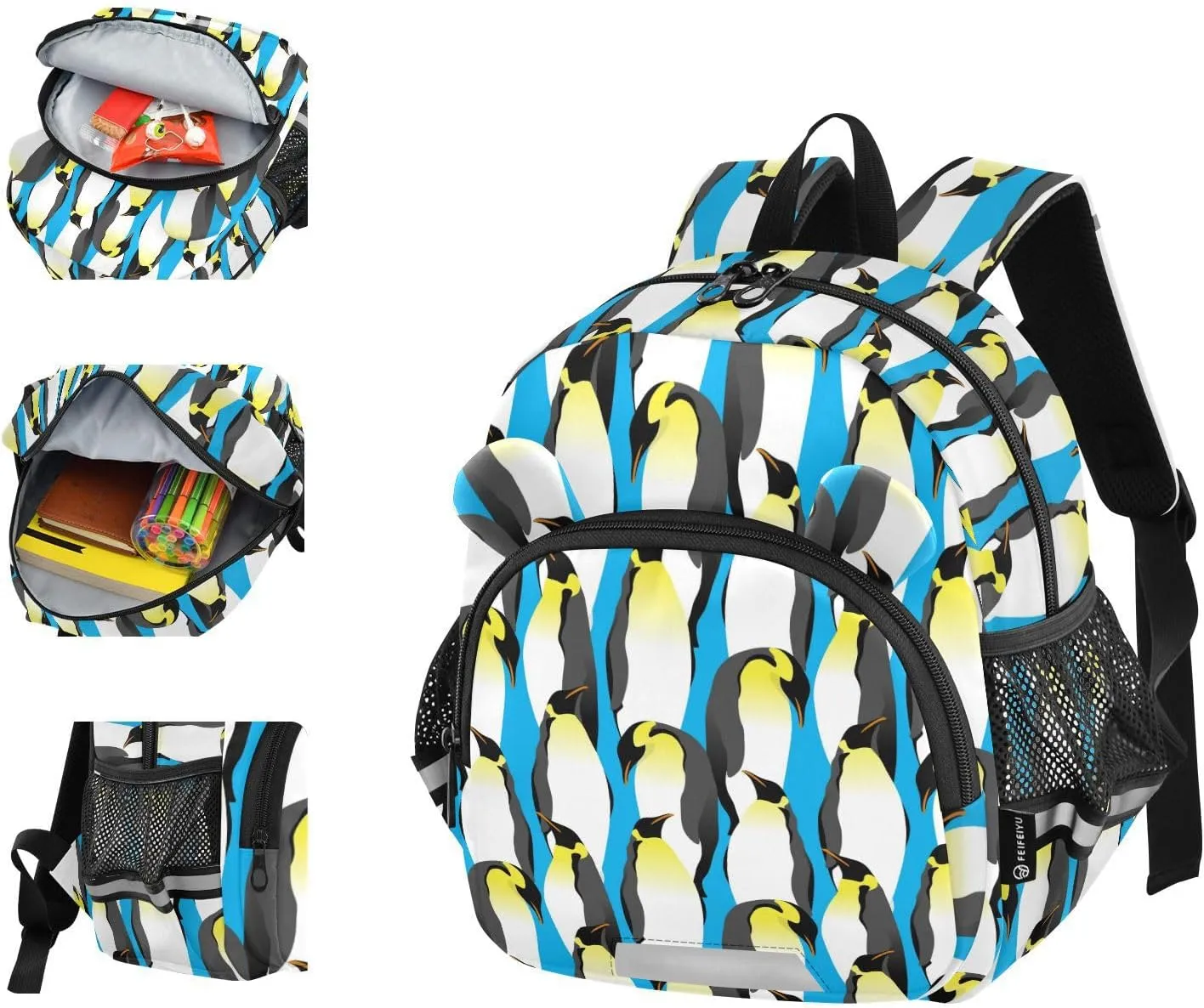 Wusikd Kids Backpack Emperor Penguins Toddler Bags Blue Animal Schoolbag for Girls Boys Kindergarten Student S