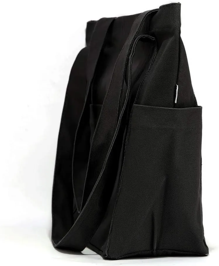 XL Heavy Duty Canvas Grocery Bag Multi Purpose Tote Outer Pockets
