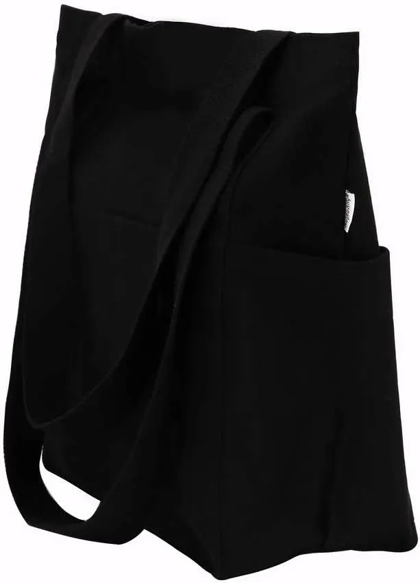XL Heavy Duty Canvas Grocery Bag Multi Purpose Tote Outer Pockets