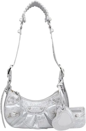 Y2K Punk Shoulder Bag Handbag Shoulder Purse with Rivet Leather Crossbody Bag Fof Lady for Women