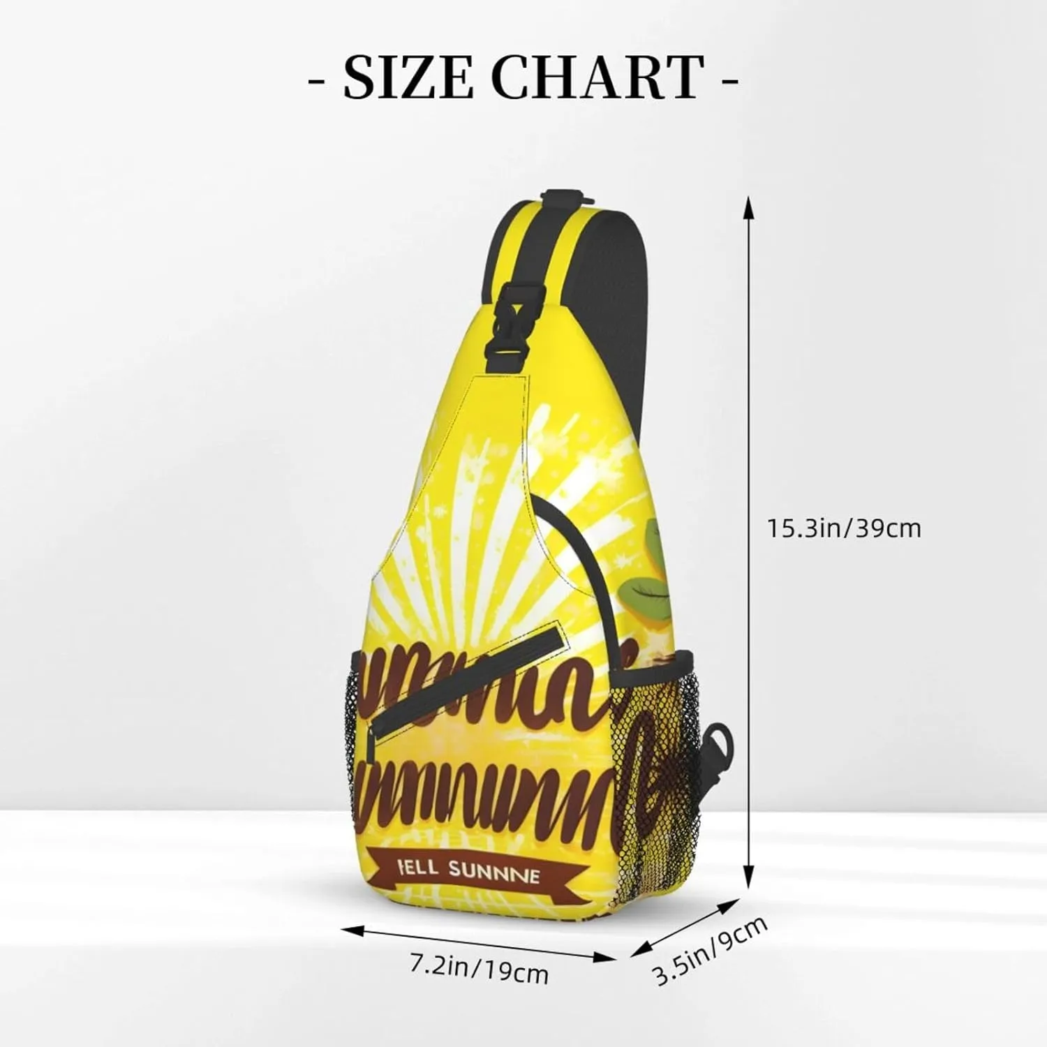Yellow Background With Hello Sunshine High Storage Capacity Chest Bag Diagonally Sling Backpack Crossbody Shoulder Bag For Men Women