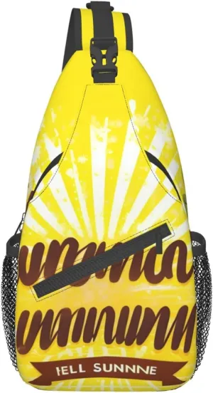 Yellow Background With Hello Sunshine High Storage Capacity Chest Bag Diagonally Sling Backpack Crossbody Shoulder Bag For Men Women