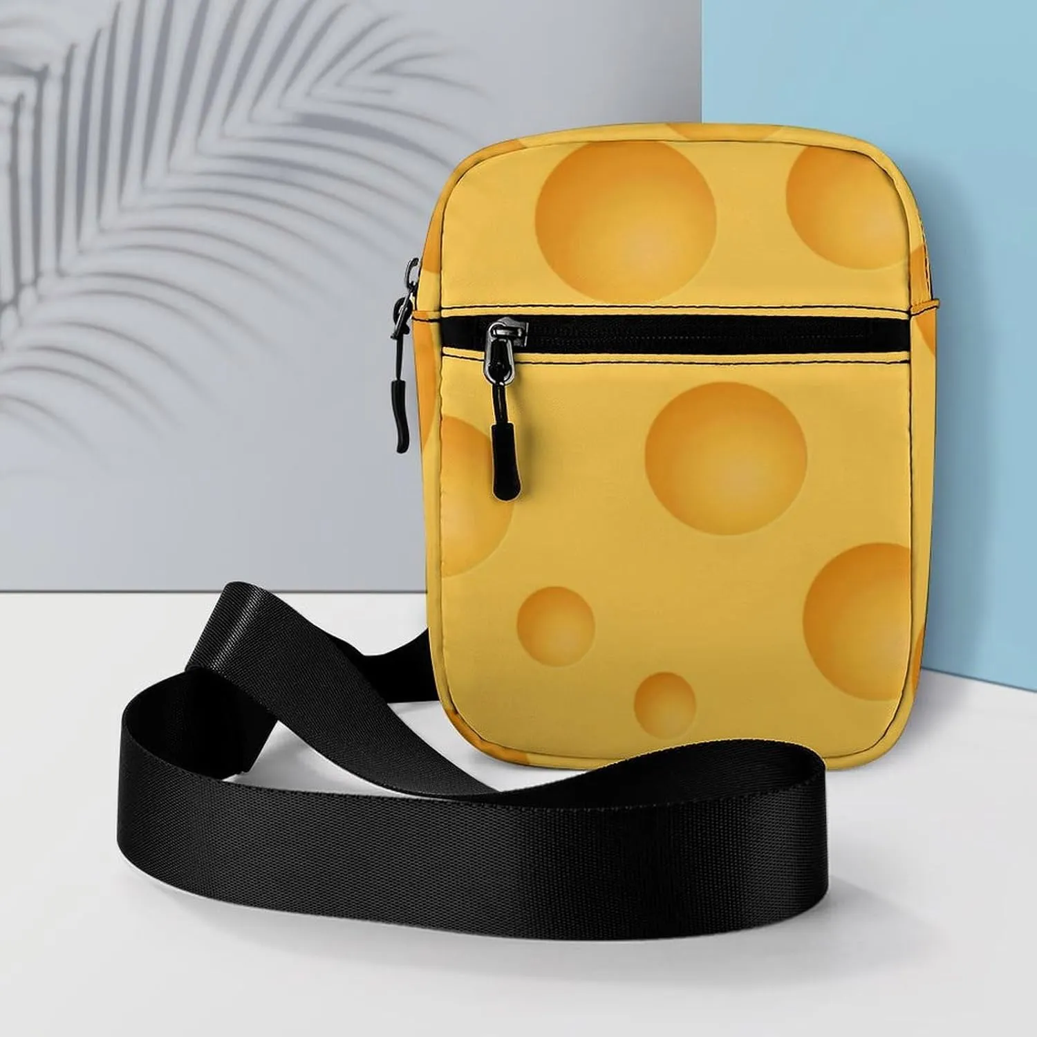 Yellow Cheese Pattern Crossbody Bag Small Shoulder Bag Waterproof, Lightweight And Convenient