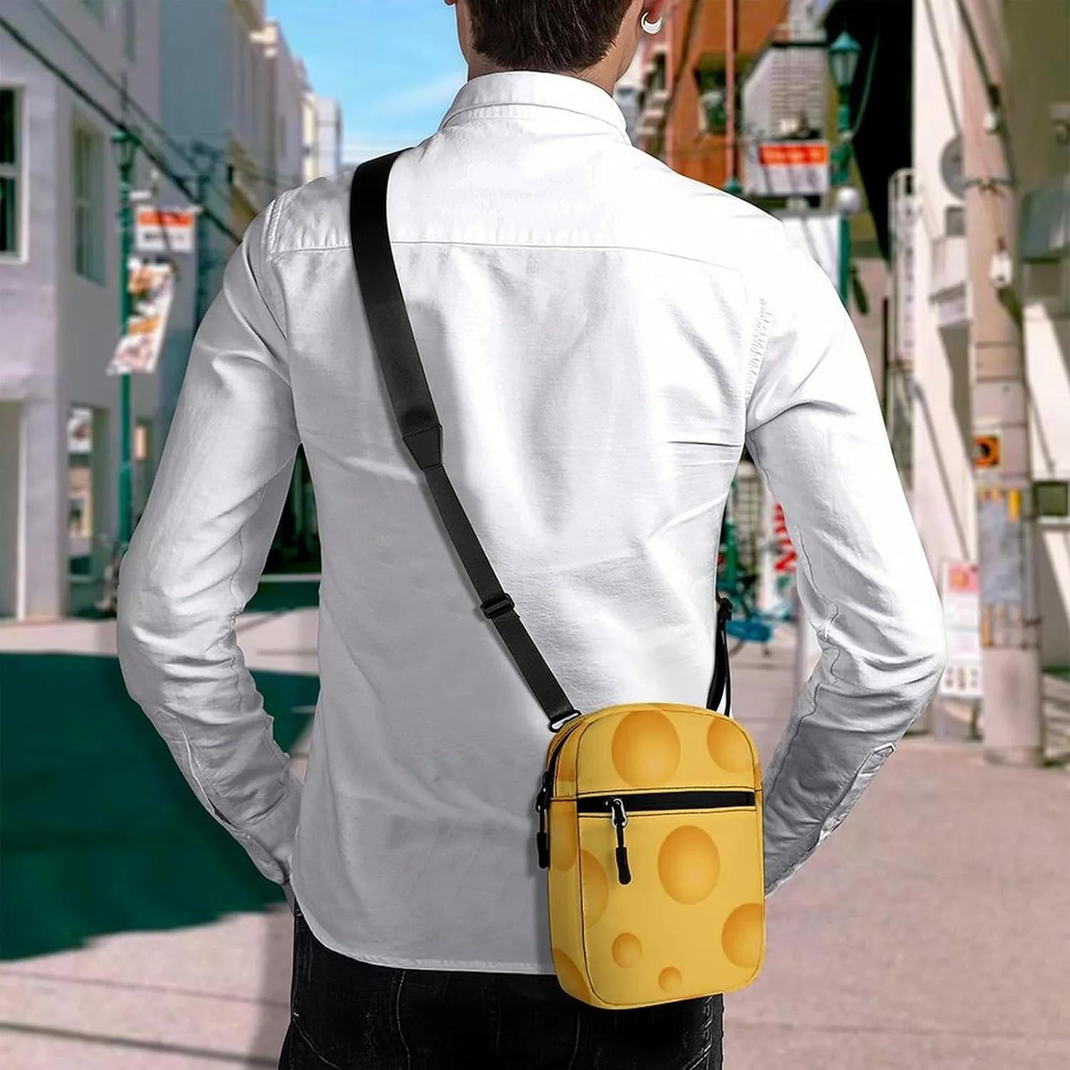 Yellow Cheese Pattern Crossbody Bag Small Shoulder Bag Waterproof, Lightweight And Convenient
