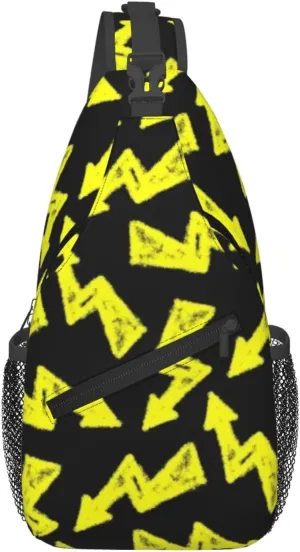 Yellow Ink Lightning Bolts Men'S Chest Bag Sling Backpack Crossbody Shoulder Bag Travel Hiking Daypack