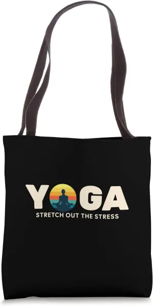 Yoga Stretch Out The Stress Good Vibes Sunny Summer Hippie Tote Bag