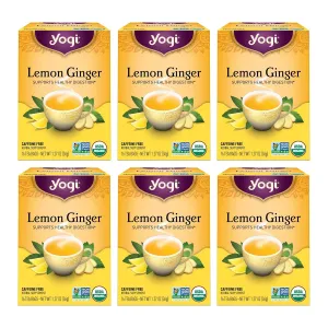 Yogi Tea - Lemon Ginger (6 Pack) - Supports Healthy Digestion - 96 Tea Bags