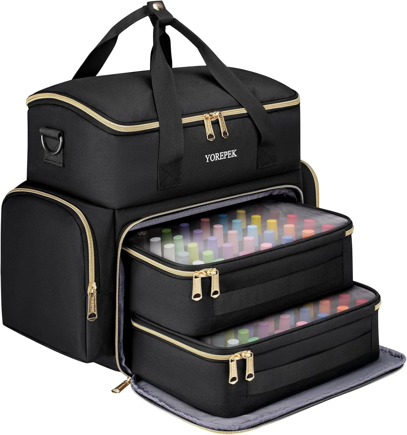 YOREPEK Extra Large Nail Polish Organizer Case Holds 70 to 100  Bottles (15ml/0.5 fl.oz) UV lamp, Gel Polish Travel Case Bag with 2 Removable Pouches Fits Nail Suppiles, Gift for Manicurist, Grils