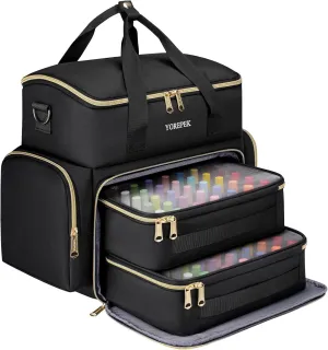 YOREPEK Extra Large Nail Polish Organizer Case Holds 70 to 100  Bottles (15ml/0.5 fl.oz) UV lamp, Gel Polish Travel Case Bag with 2 Removable Pouches Fits Nail Suppiles, Gift for Manicurist, Grils