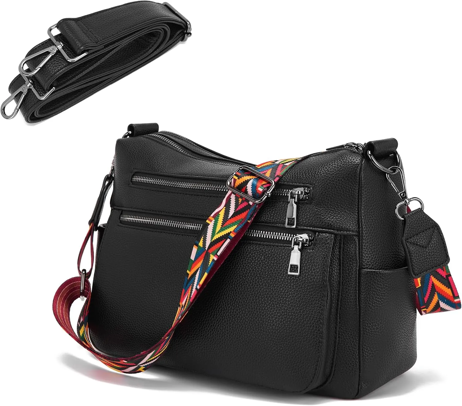 YZAOLL Large Crossbody Bag for Women Vegan Leather Tote with Adjustable Wide Strap Water-resistant Work Purse with 10 Pockets