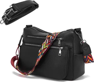 YZAOLL Large Crossbody Bag for Women Vegan Leather Tote with Adjustable Wide Strap Water-resistant Work Purse with 10 Pockets
