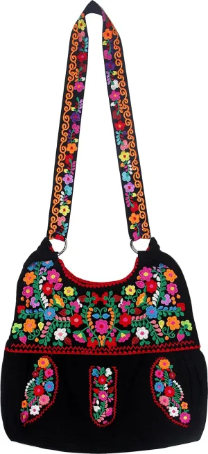 YZXDORWJ Mexican Embroidered Bag for Women Floral Traditional Handbag Satchel Morral Bag