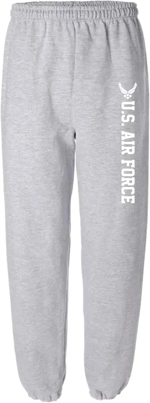 zerogravitee Air Force Sweatpants - Military Theme Elastic Bottom Sweatpants with White Print