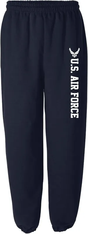 zerogravitee Air Force Sweatpants - Military Theme Elastic Bottom Sweatpants with White Print