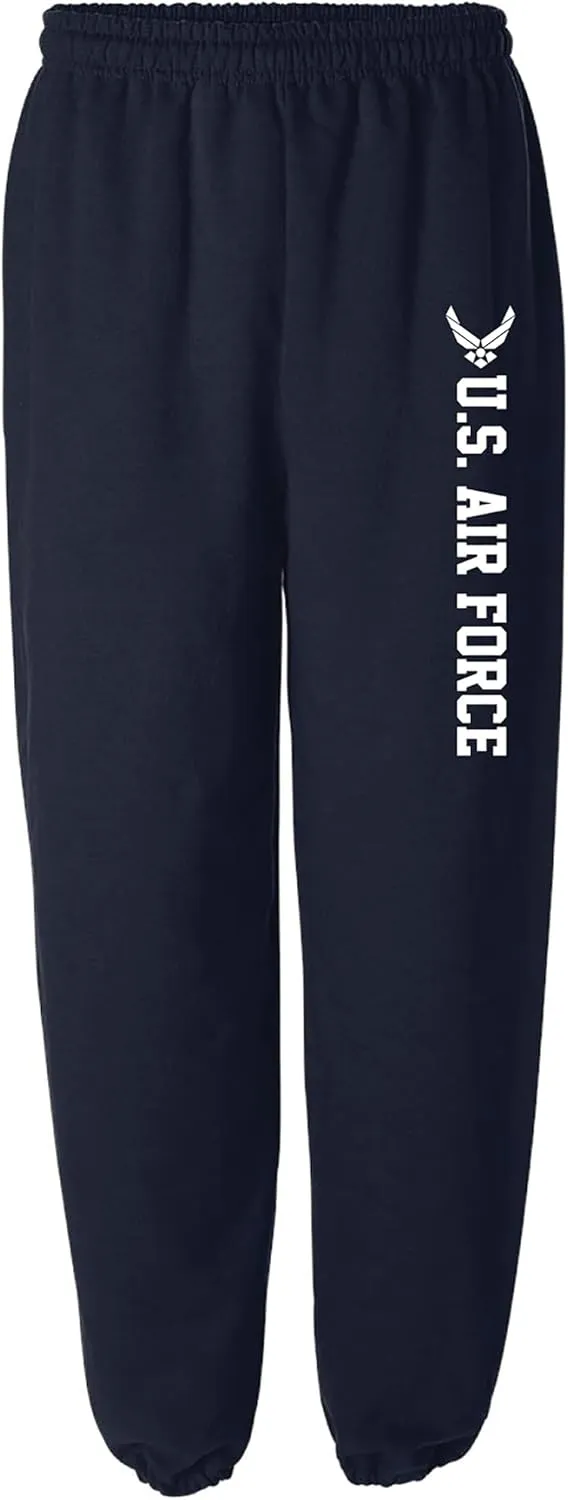 zerogravitee Air Force Sweatpants - Military Theme Elastic Bottom Sweatpants with White Print