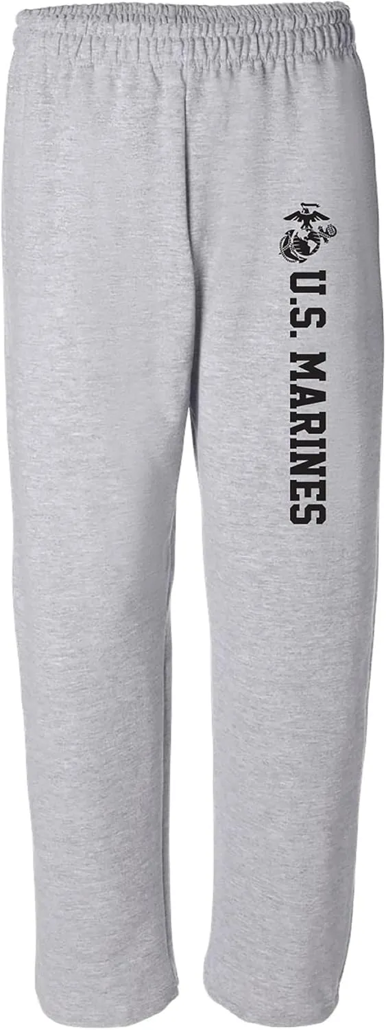 zerogravitee Marines Military Theme Open Bottom Sweatpants with Black Print