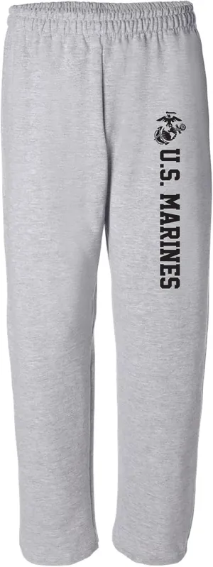 zerogravitee Marines Military Theme Open Bottom Sweatpants with Black Print