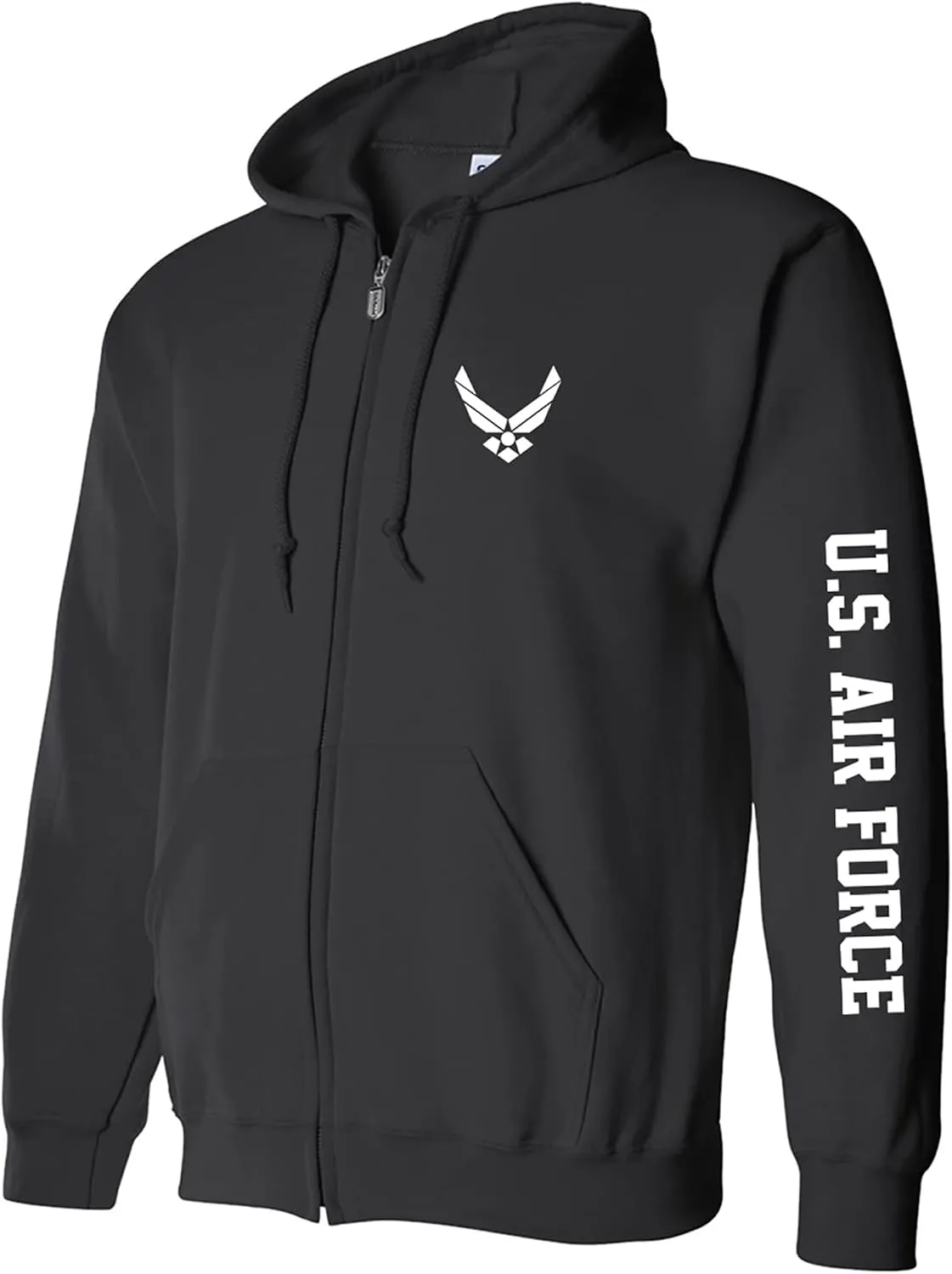 zerogravitee U.S. Air Force White Sleeve Print Full-Zip Hooded Sweatshirt