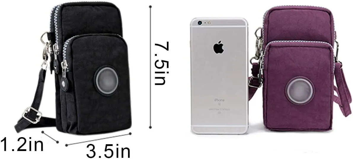 ZGMYC 3-Layers Cellphone Pouch Wristlet Purse Waterproof Sports Armband Shoulder Bag Wallet