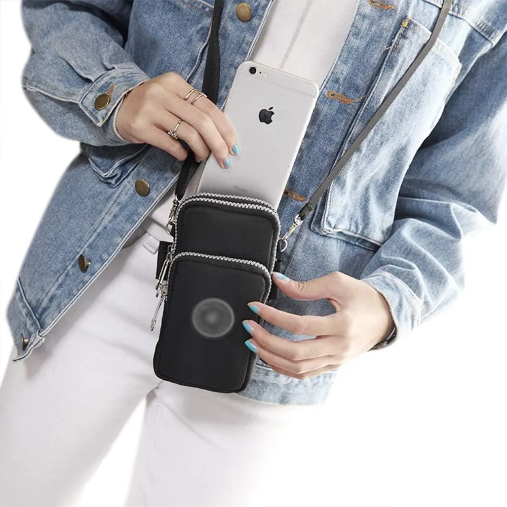 ZGMYC 3-Layers Cellphone Pouch Wristlet Purse Waterproof Sports Armband Shoulder Bag Wallet