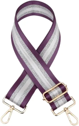 Zhiheng 1pc Stripe Bag Strap Replacement,Shining Purse Strap,Adjustable Bag Strap for Handbags Women Guitar Strap 2inch Wide (Purple)