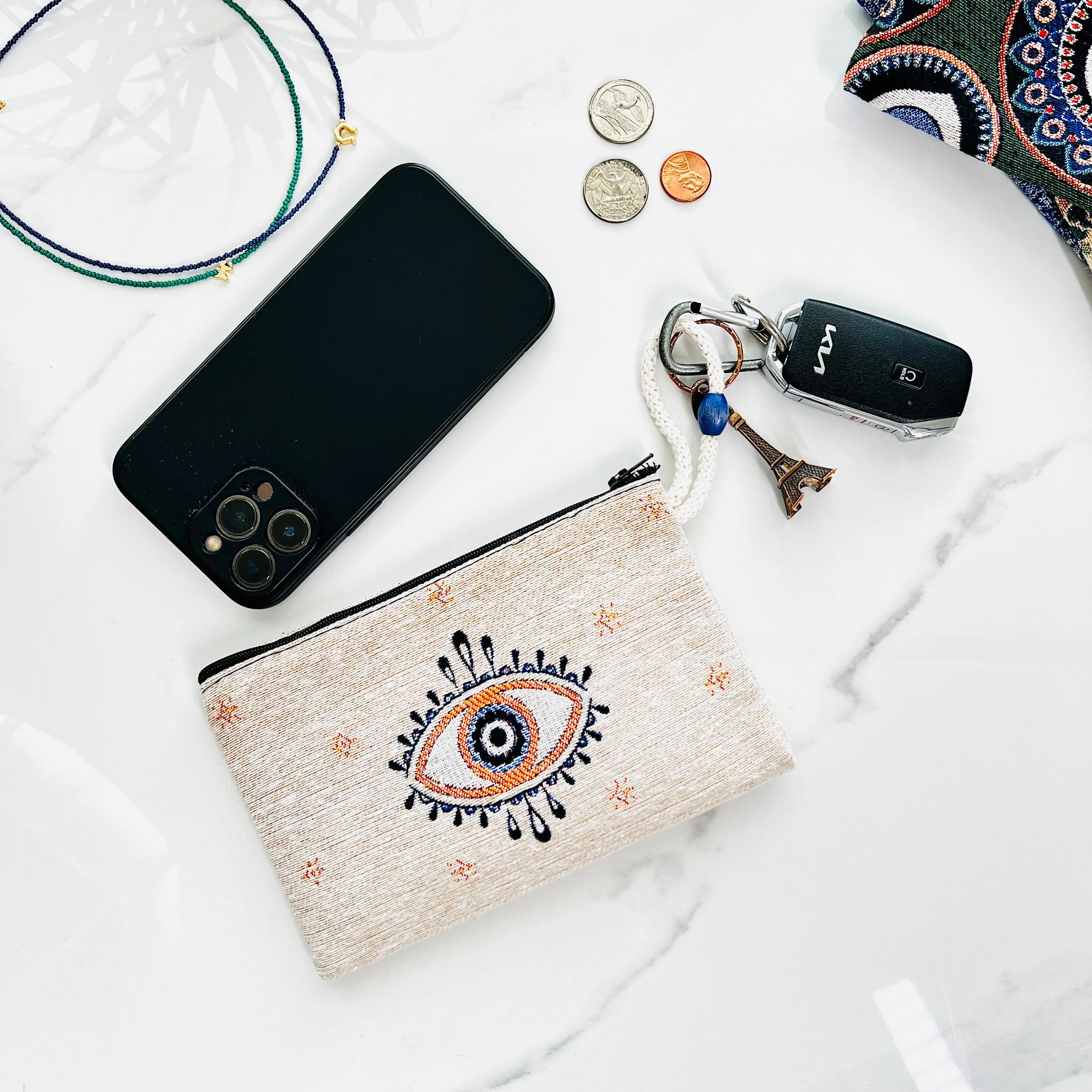 Zipper Pouches, Evil Eye Gifts, Coin Purses, Change Pouch