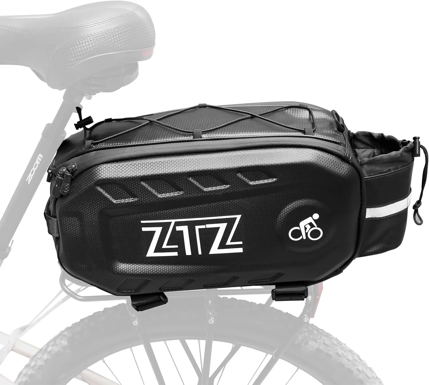 ZTZ Bike Bags for Bicycle Rear Rack, 17L Hard Shell Waterproof Bike Ebike Trunk Panniers Bike Accessories Bicycle Rack Bag with Reflector, Rain Cover & Hand Strap for Commuter Travel Outdoor